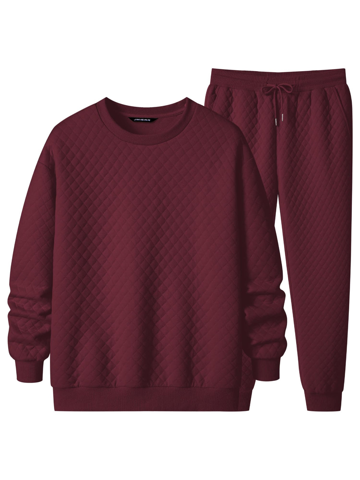 JMIERR Mens Quilted Sweatsuit Pullover and Jogger Pants Set
