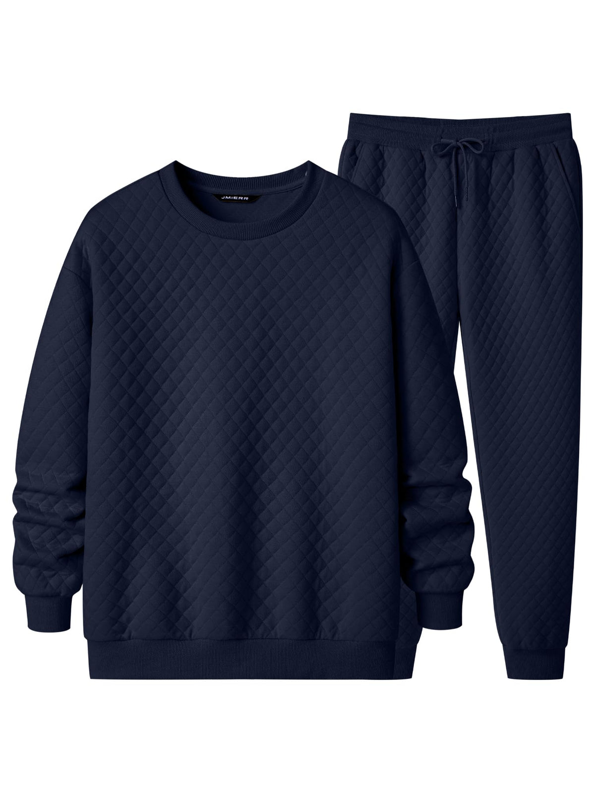 JMIERR Mens Quilted Sweatsuit Pullover and Jogger Pants Set