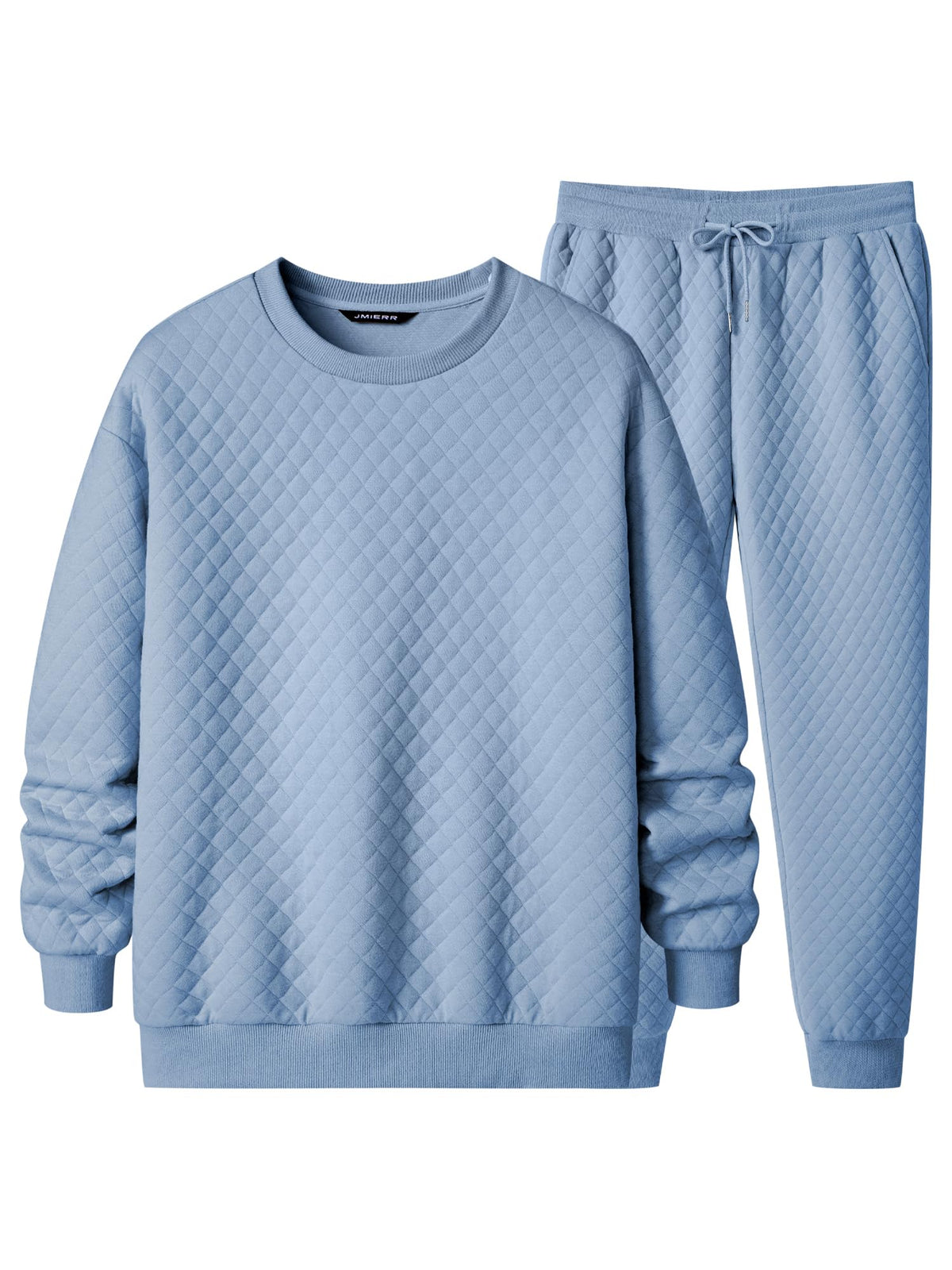 JMIERR Mens Quilted Sweatsuit Pullover and Jogger Pants Set